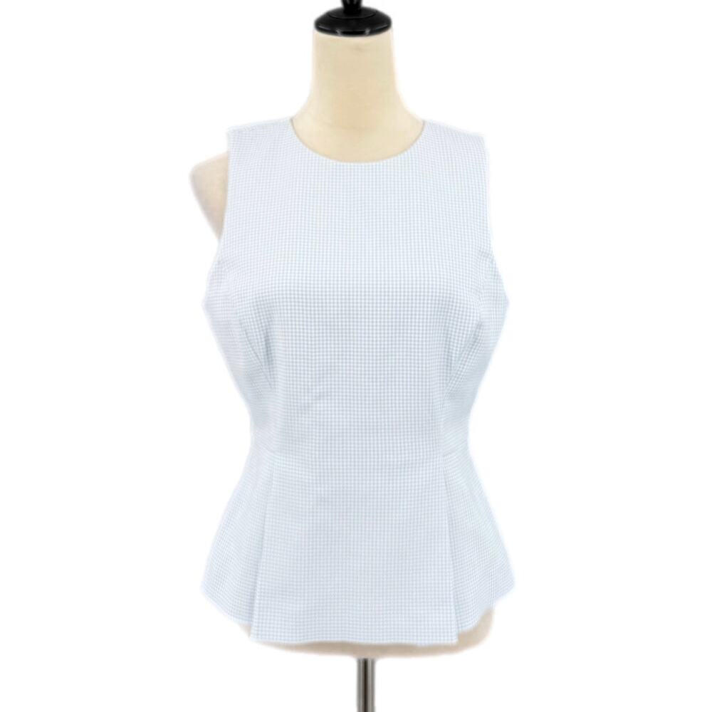 Antonio Melani x Born on Fifth NEW Light Blue White Gingham Peplum Coquette Top